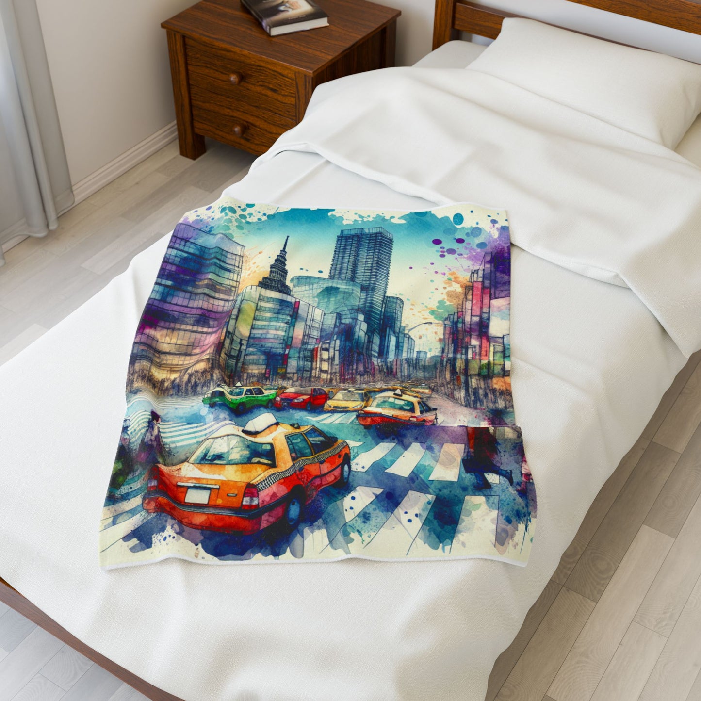 City Crossing in Watercolors - Plush Blanket
