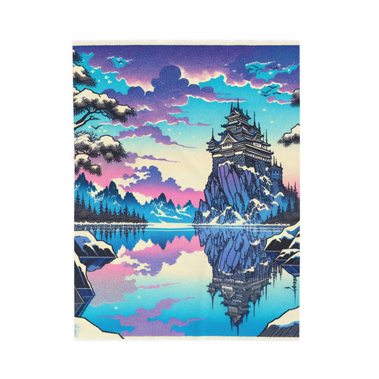 Castle on the Lake at Dusk - Plush Blanket