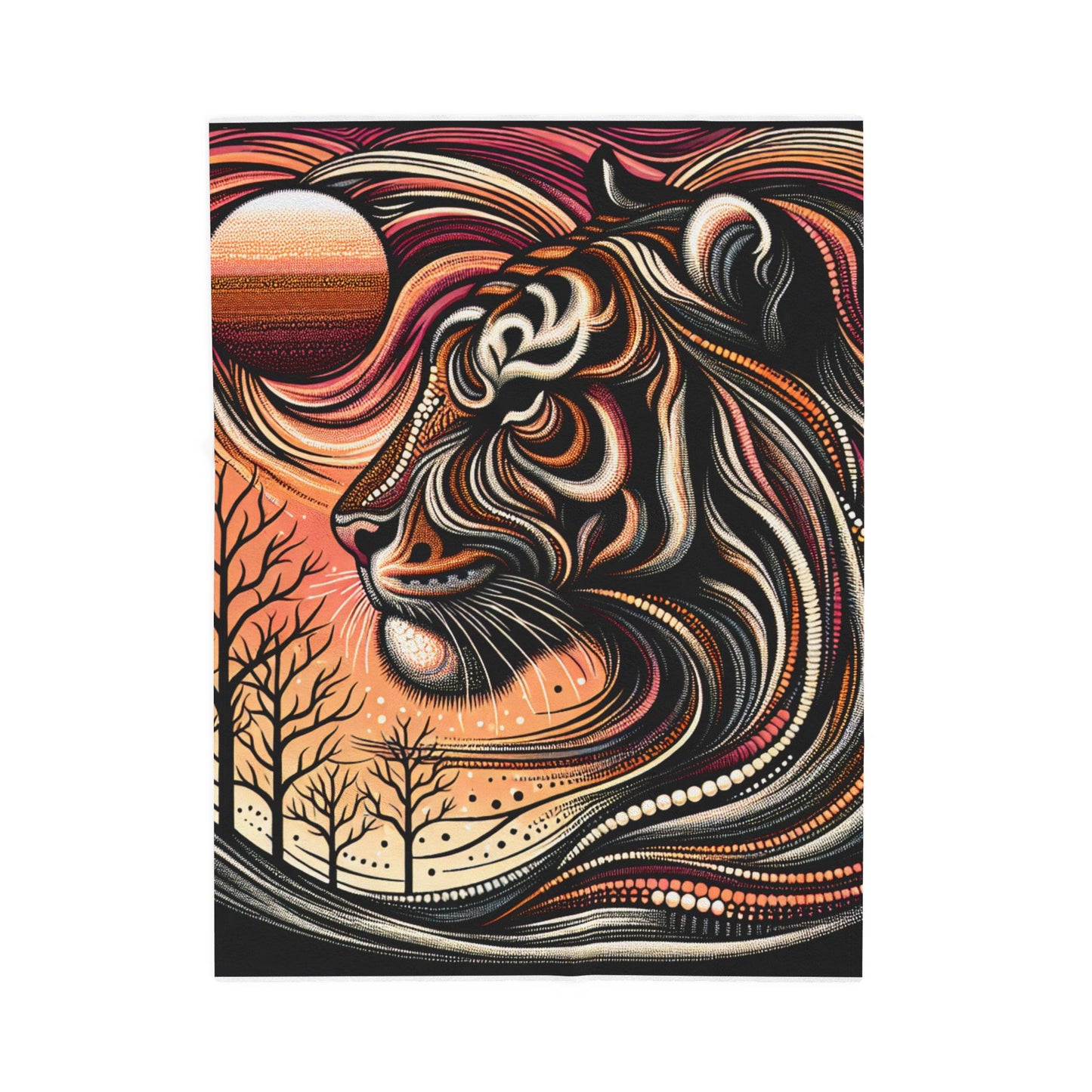 Tiger's Realm in Artistic Swirls - Plush Blanket