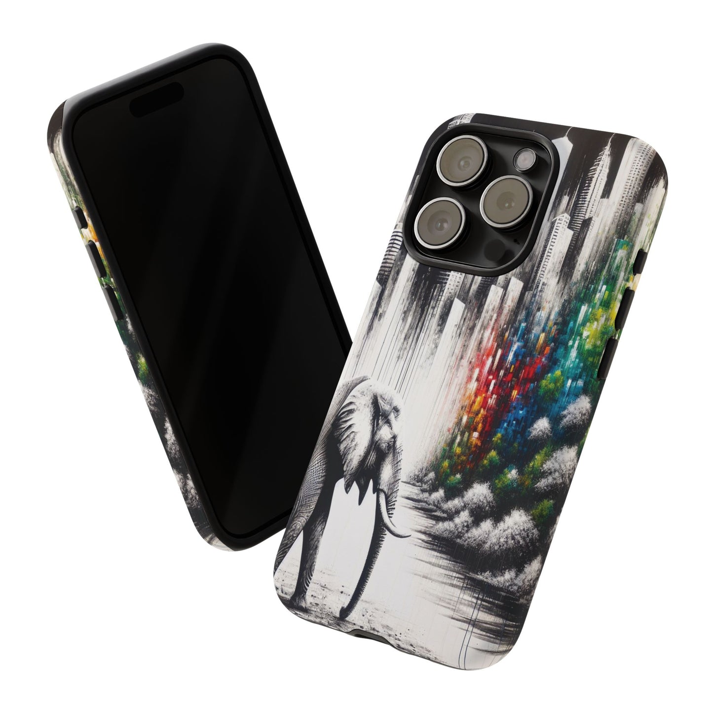 Protective Elephant's Journey Through the Cityscape Iphone Case Compatible With Iphone 16 15 14 - Phone Cover