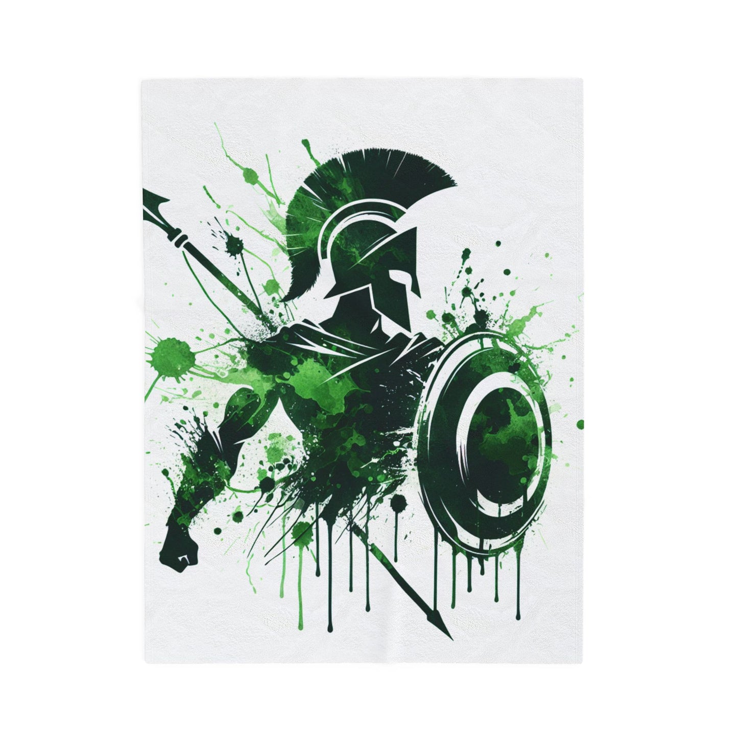 Warrior in Green Splatter - Plush Blanket