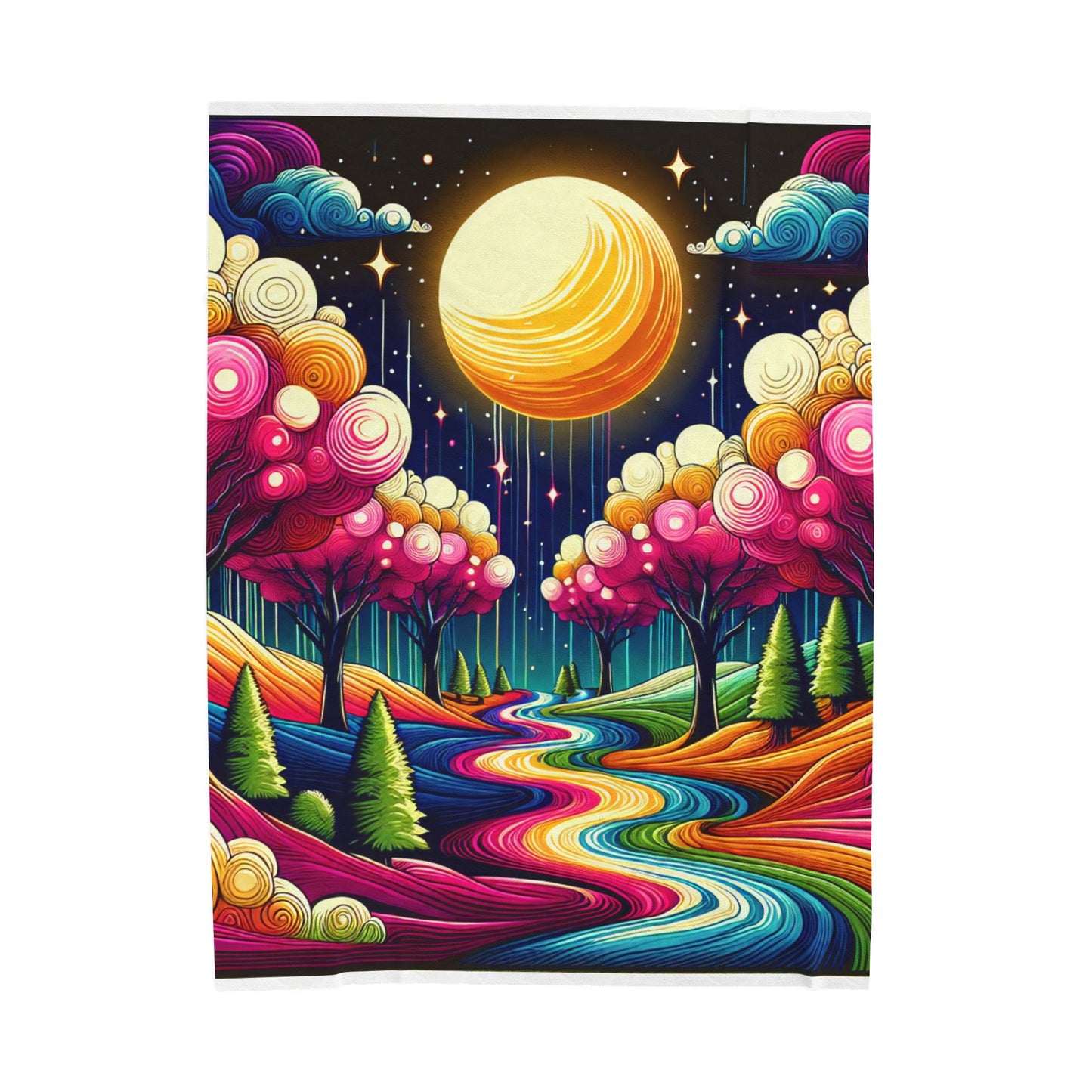 Moonlit Fantasy Forest - Plush Blanket