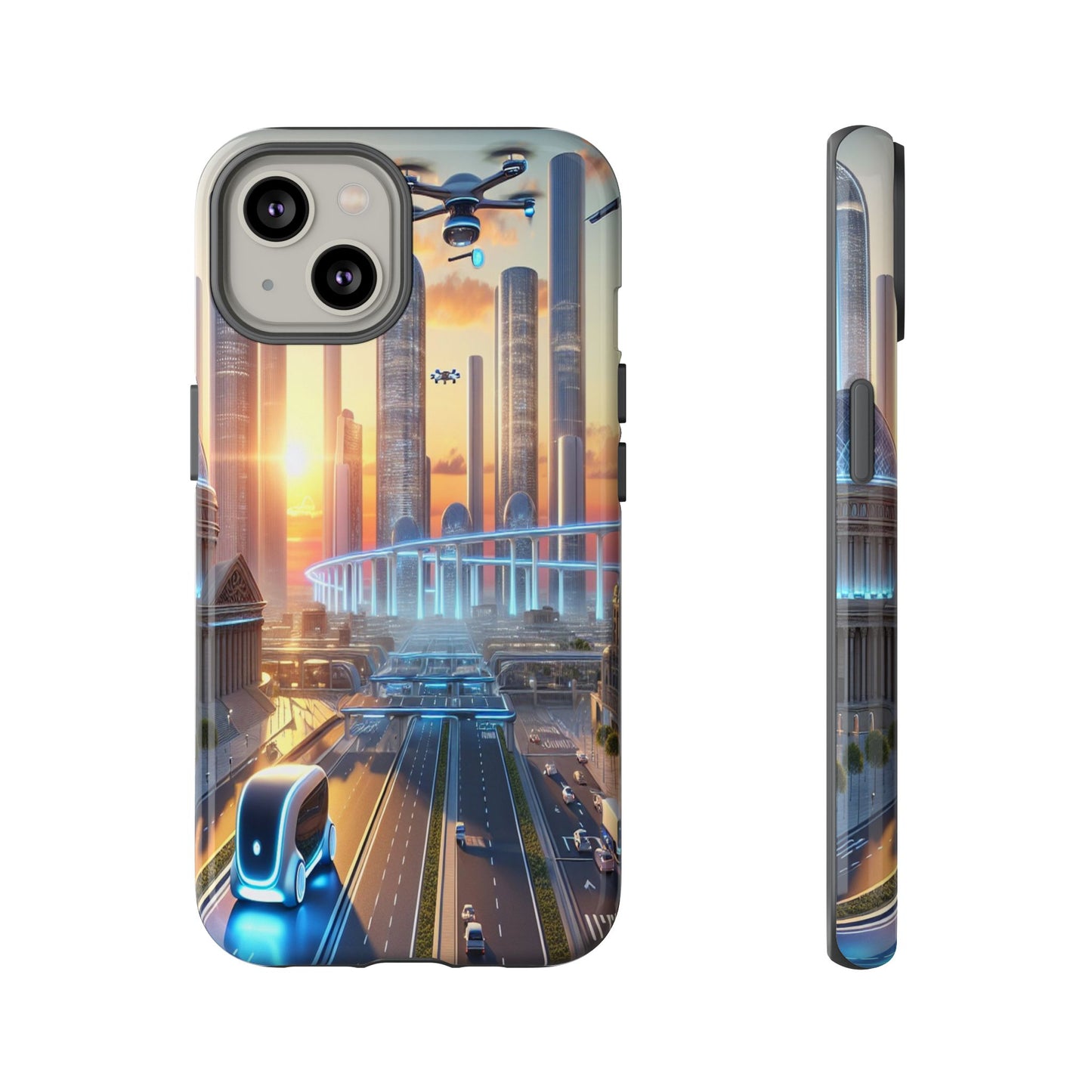 Futuristic Cityscape Unveiled - Phone Case