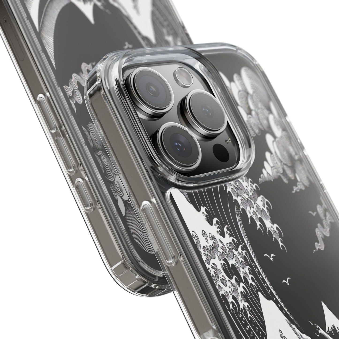 Transparent Waves and Mountains Iphone Case Compatible With Iphone 16 15 14 - Clear Phone Cover