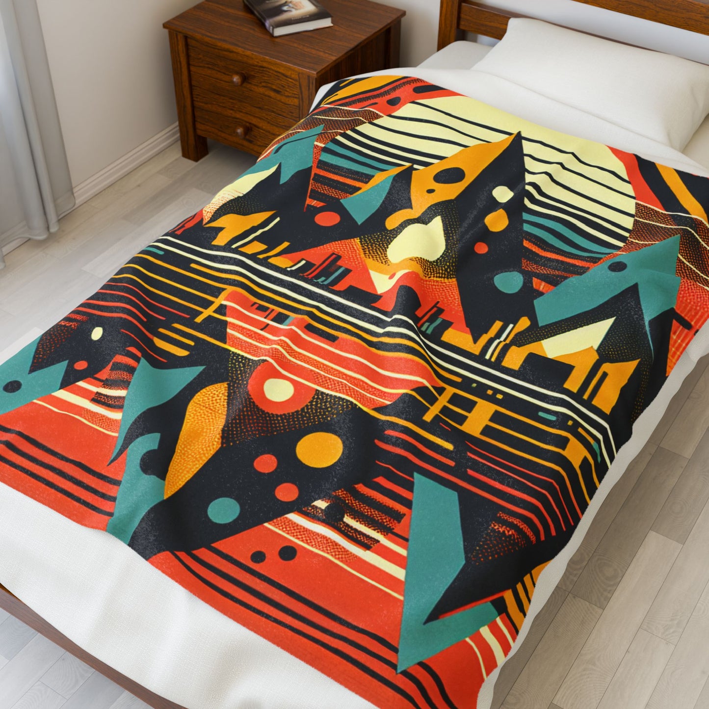 Geometric Peaks in Motion - Plush Blanket