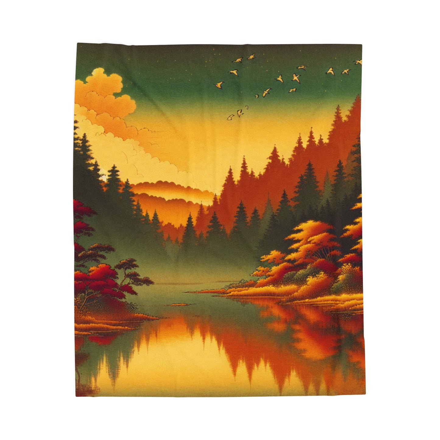 Golden Forest Reflections - Plush Blanket