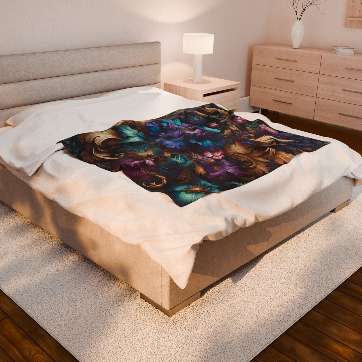 Baroque Petal Extravaganza- Plush Blanket