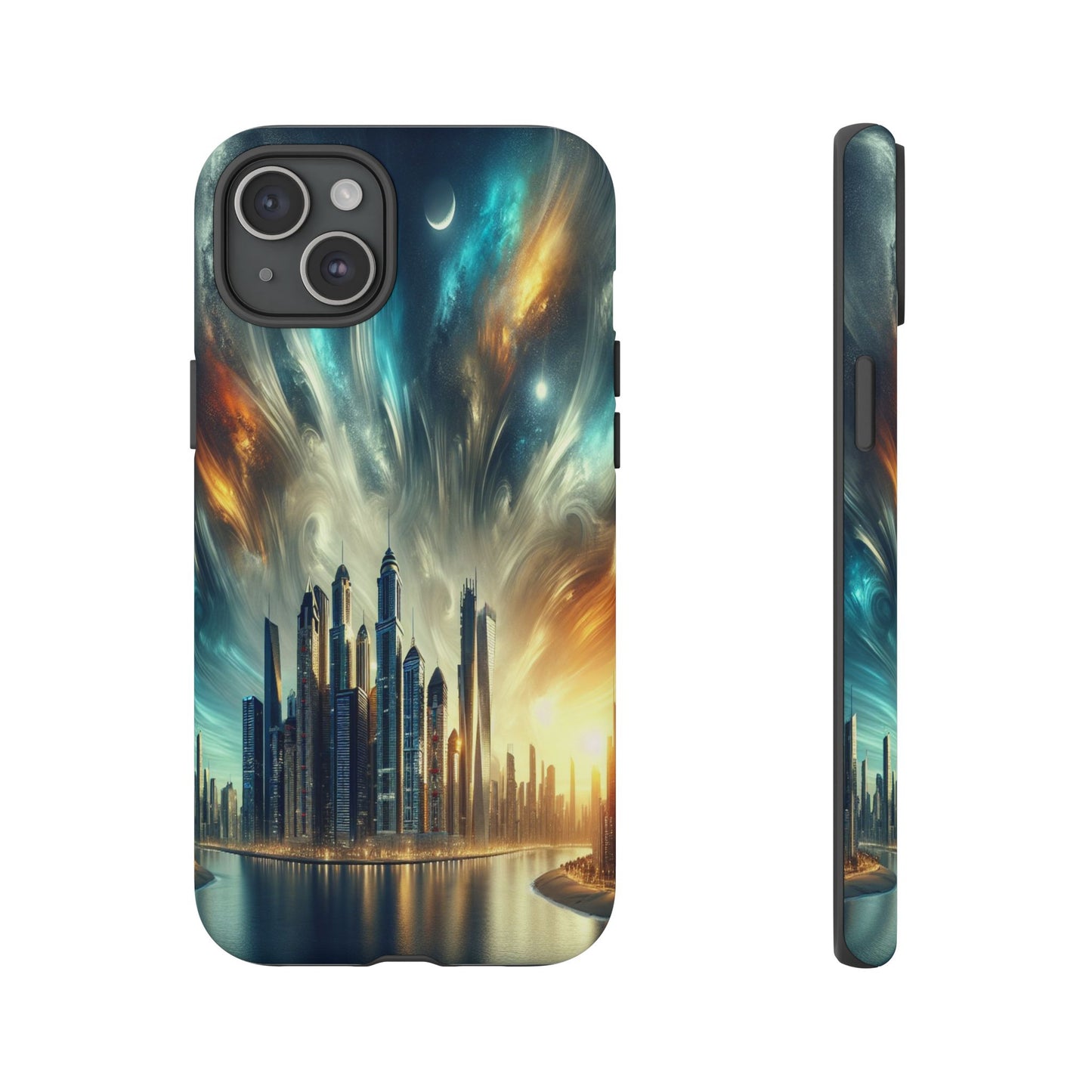 Cityscape under Celestial Tapestry - Phone Case