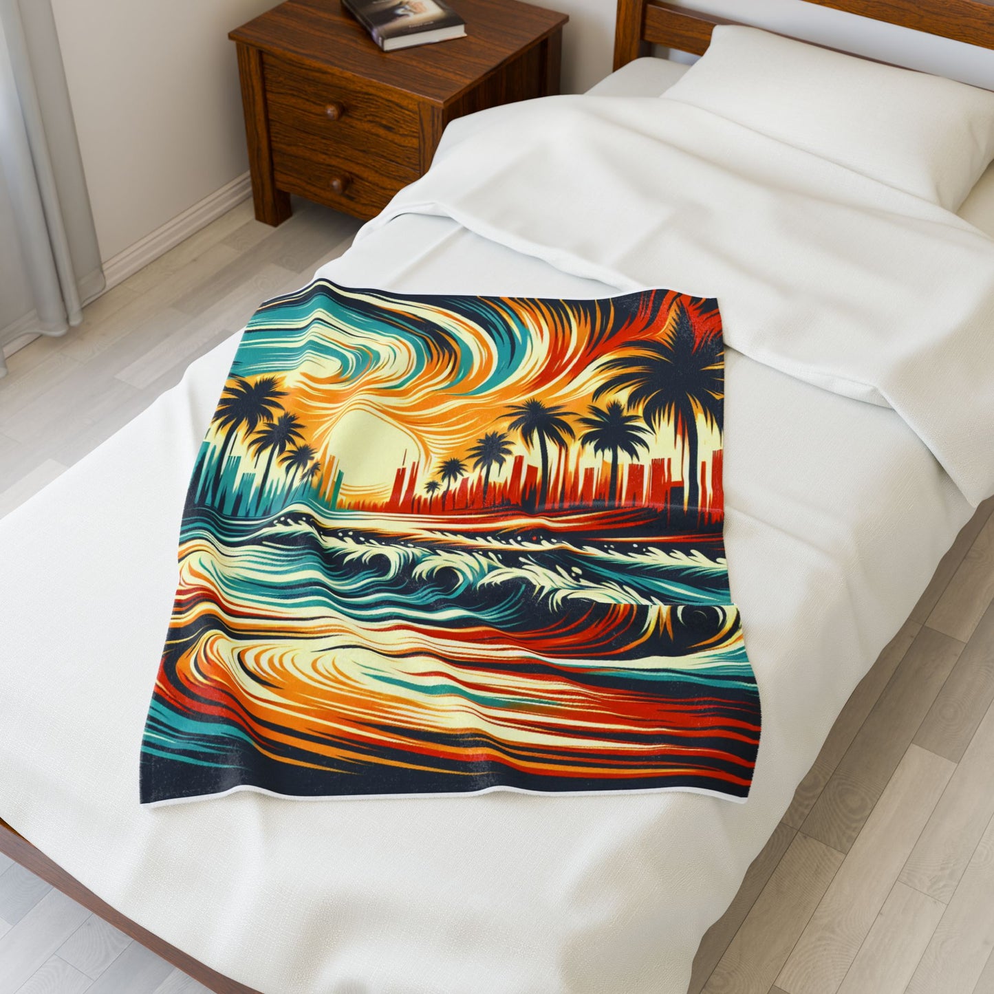 Palm Wave Illusion - Plush Blanket