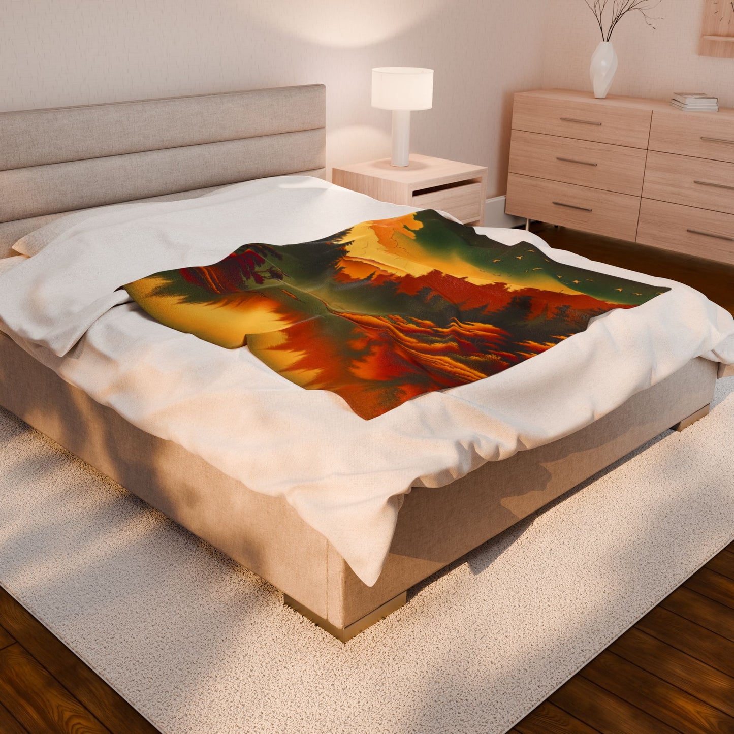 Golden Forest Reflections - Plush Blanket