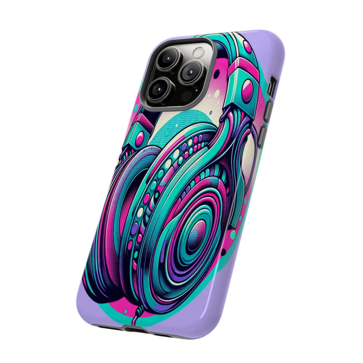 Custom ProtectiveHeadphone Vibes in Electric ColorsIphone Case Compatible With Iphone 16 15 14 - Phone Cover