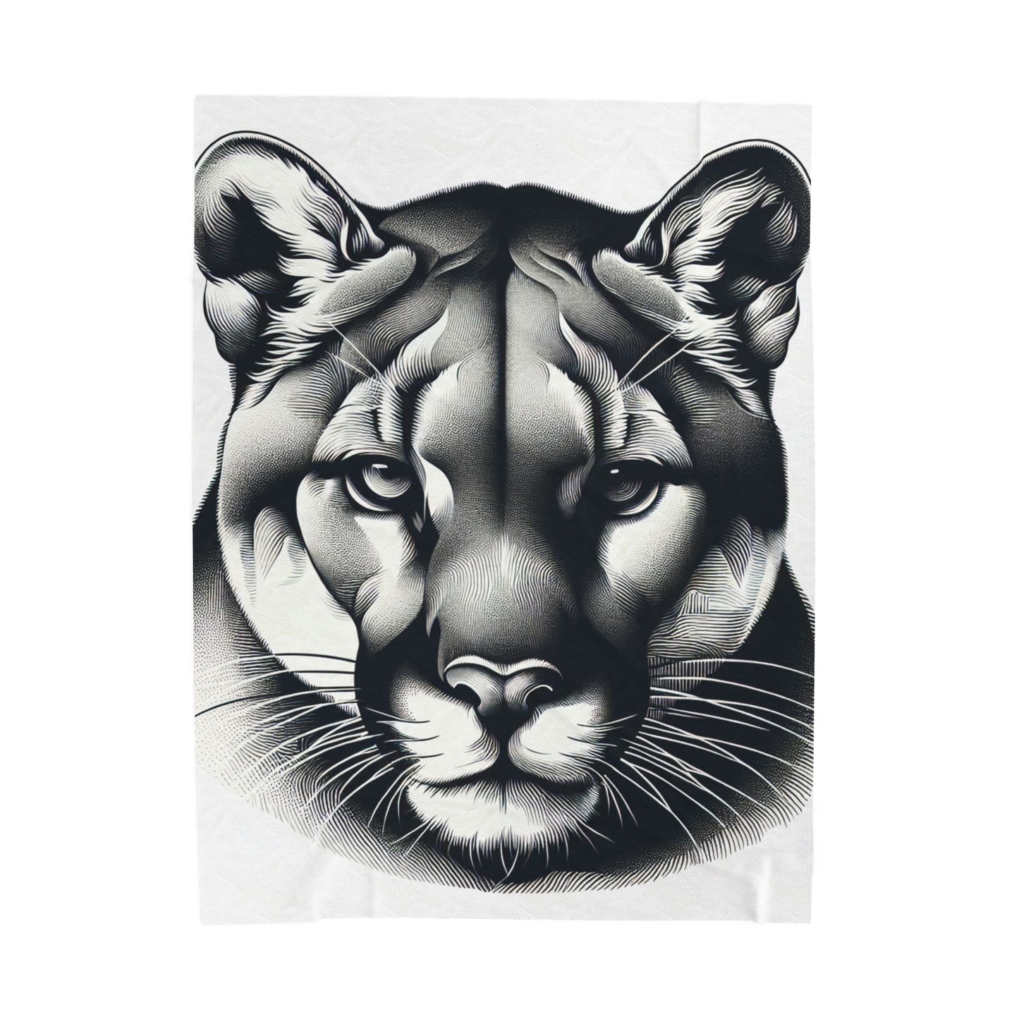 Mountain Lion Prowess in Monochrome- Plush Blanket