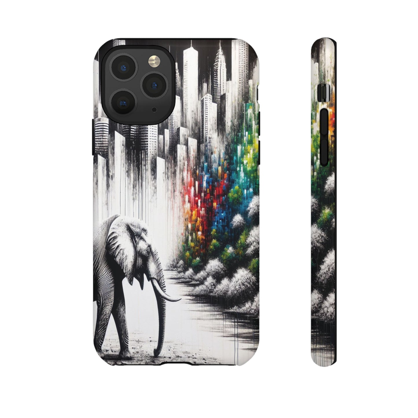 Protective Elephant's Journey Through the Cityscape Iphone Case Compatible With Iphone 16 15 14 - Phone Cover