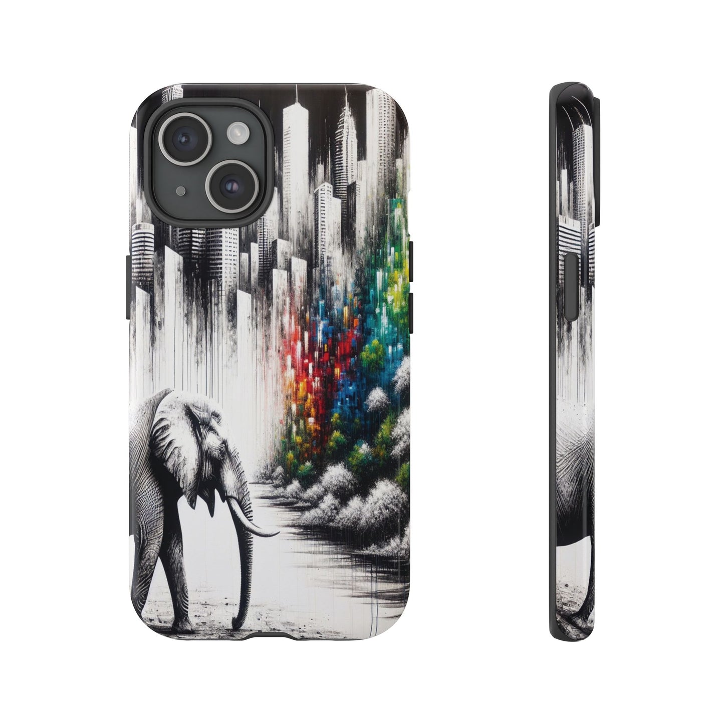 Protective Elephant's Journey Through the Cityscape Iphone Case Compatible With Iphone 16 15 14 - Phone Cover