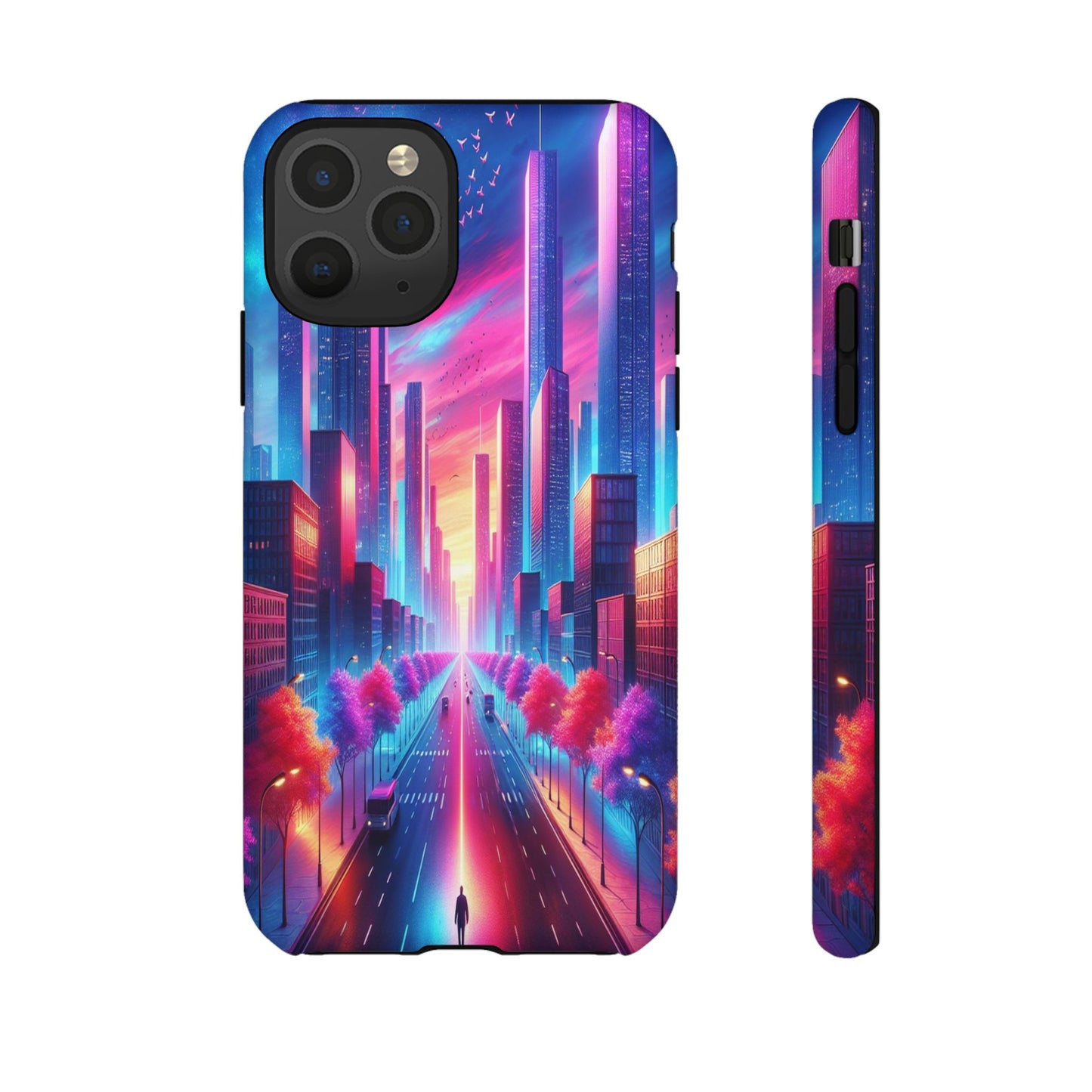 Protective Wanderer in a Luminous Cityscape Iphone Case Compatible With Iphone 16 15 14 - Phone Cover