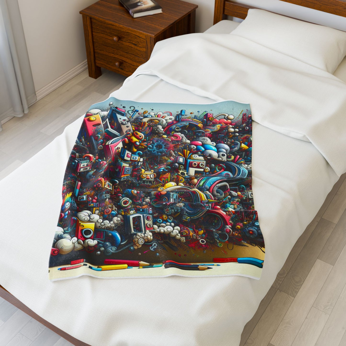 Artistic Chaos of Shapes - Plush Blanket