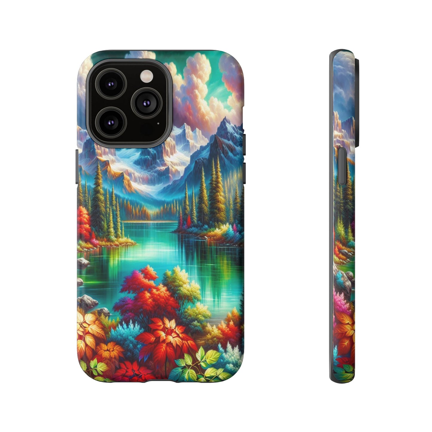 Colorful Mountain Lake Scene - Phone Case