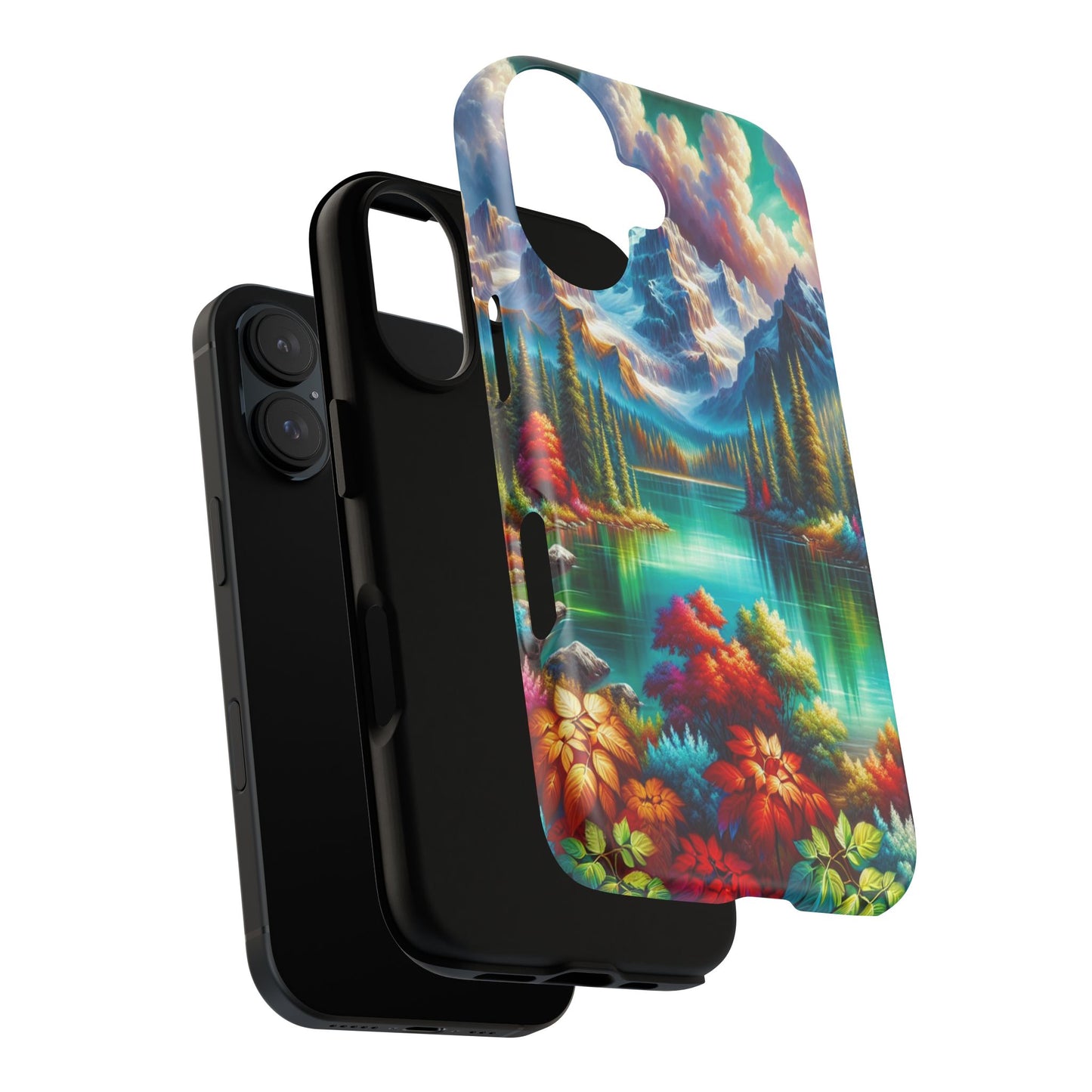 Colorful Mountain Lake Scene - Phone Case
