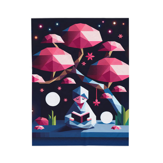 Quiet Contemplation Under Geometric Trees - Plush Blanket