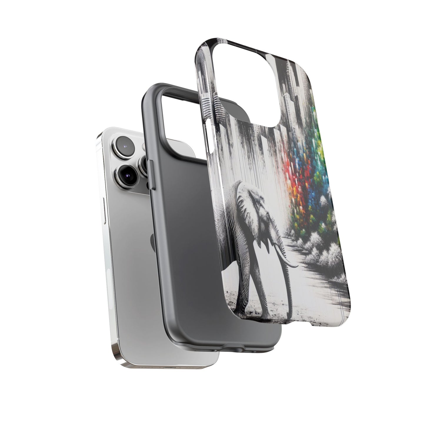 Protective Elephant's Journey Through the Cityscape Iphone Case Compatible With Iphone 16 15 14 - Phone Cover