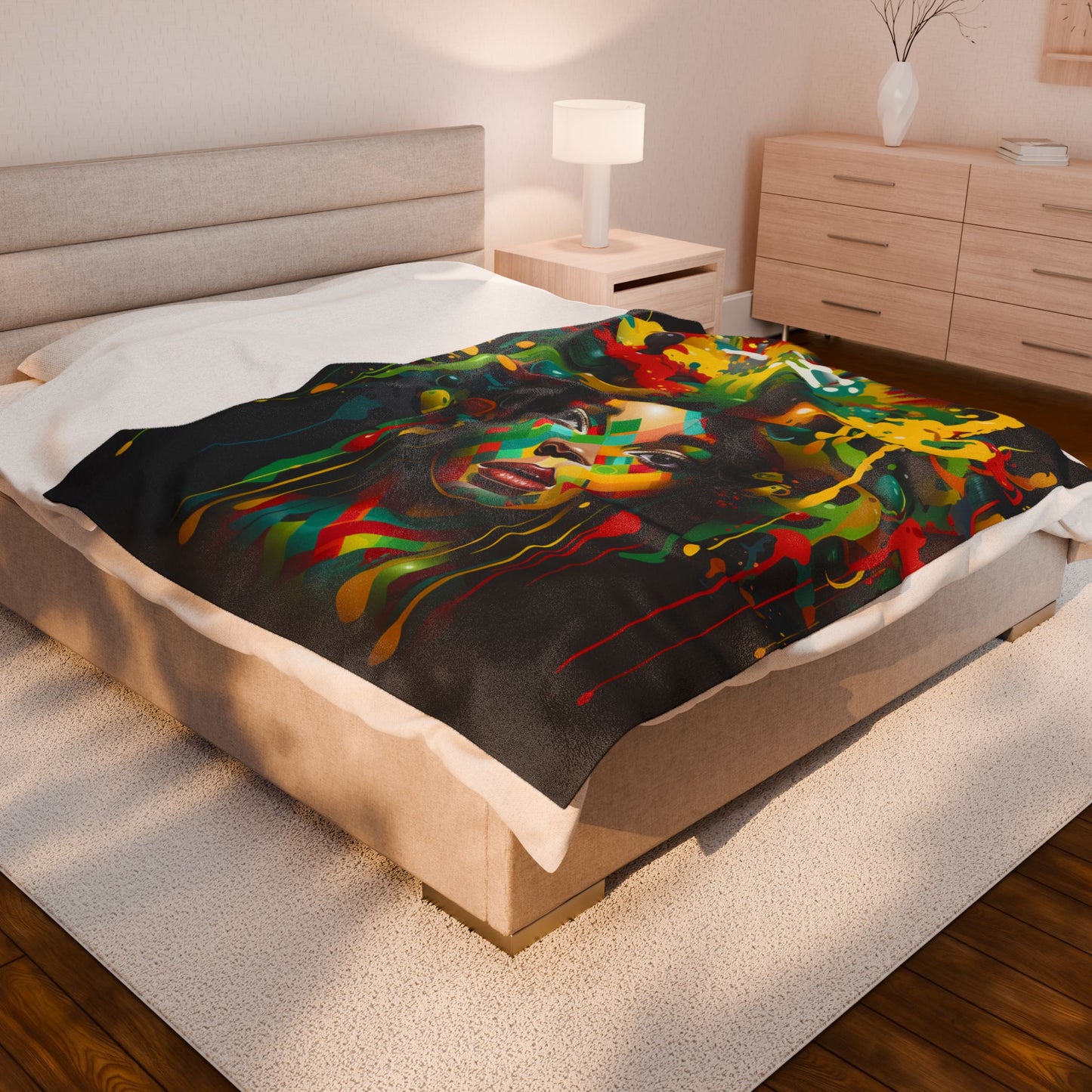 Colorful Essence Unleashed- Plush Blanket