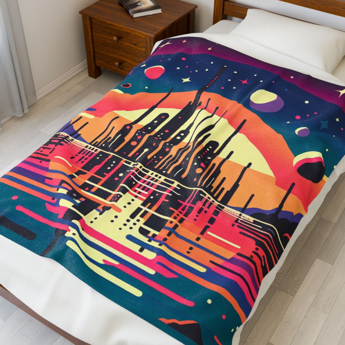 Celestial Skyline Oasis - Plush Blanket