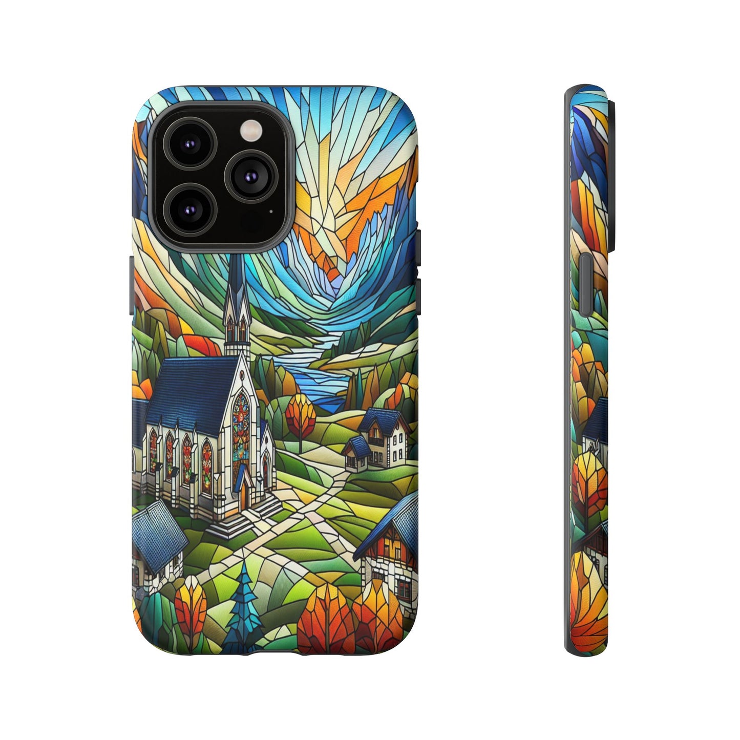 Stained Glass Countryside Scene - Phone Case