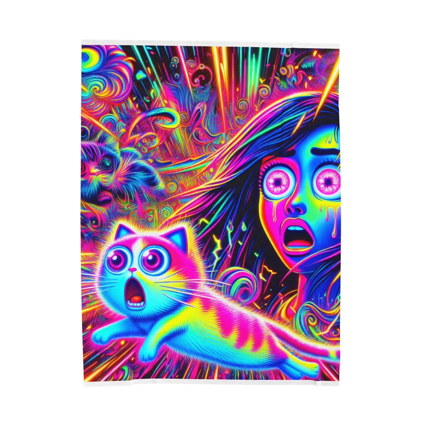Neon Burst Fantasy - Plush Blanket
