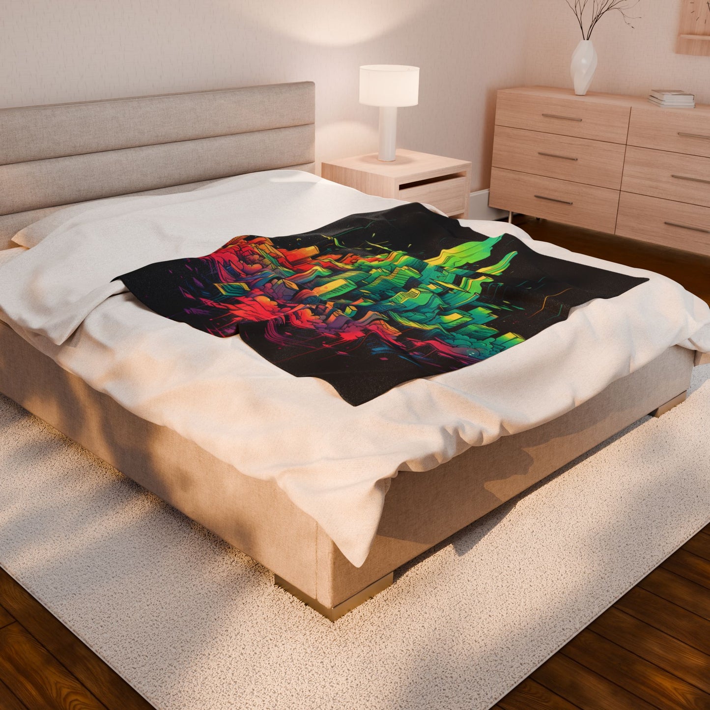 Neon Metropolis Dreamscape- Plush Blanket