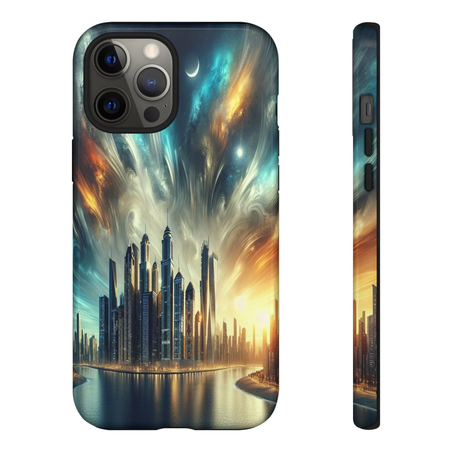 Cityscape under Celestial Tapestry - Phone Case