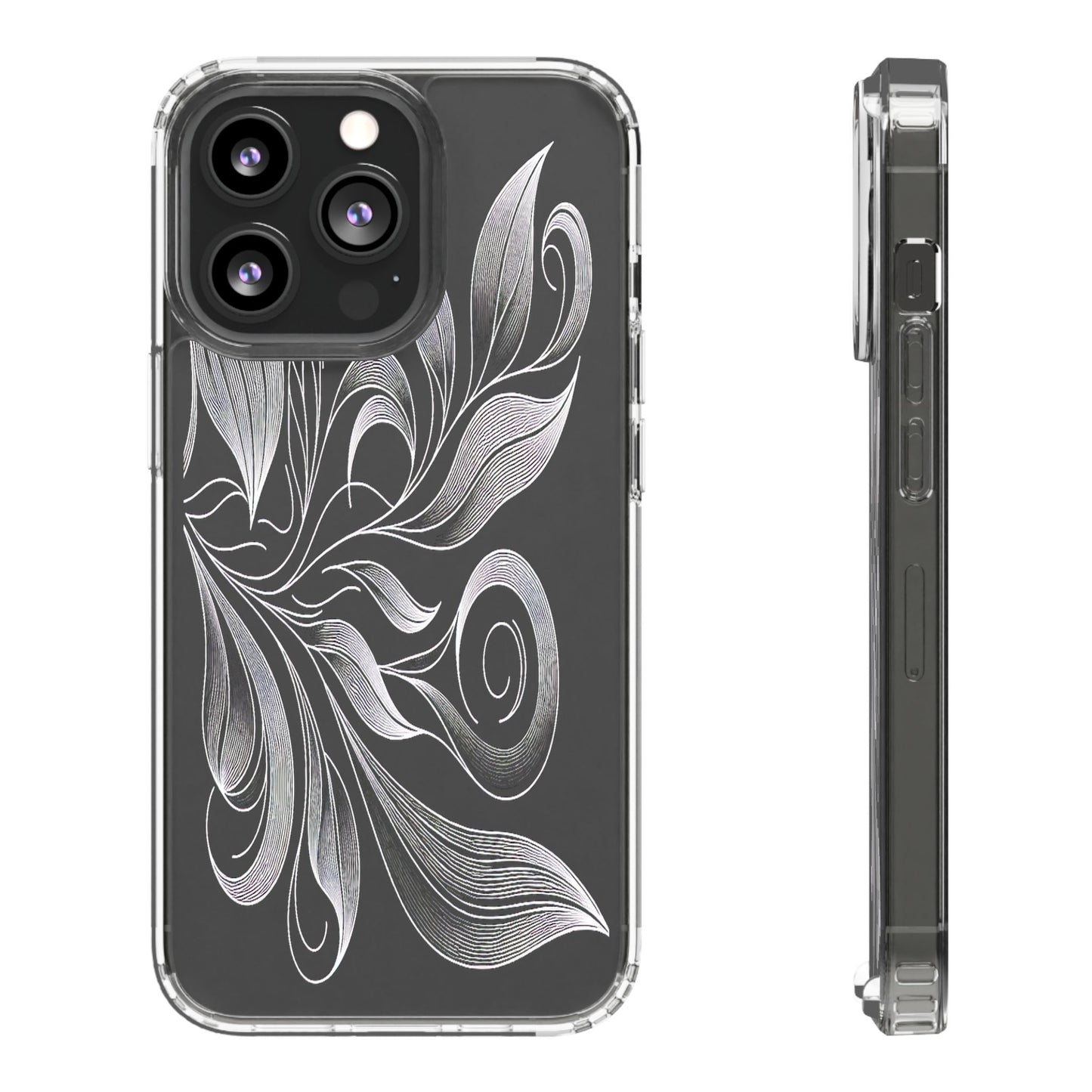 Transparent Nature's Embrace in Linework Iphone Case Compatible With Iphone 16 15 14 - Clear Phone Cover