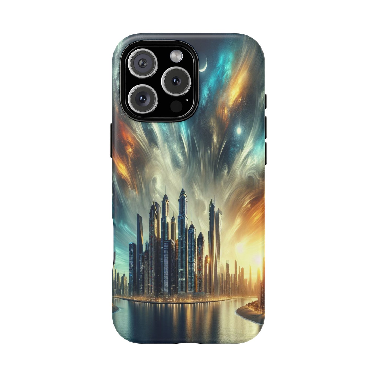 Cityscape under Celestial Tapestry - Phone Case