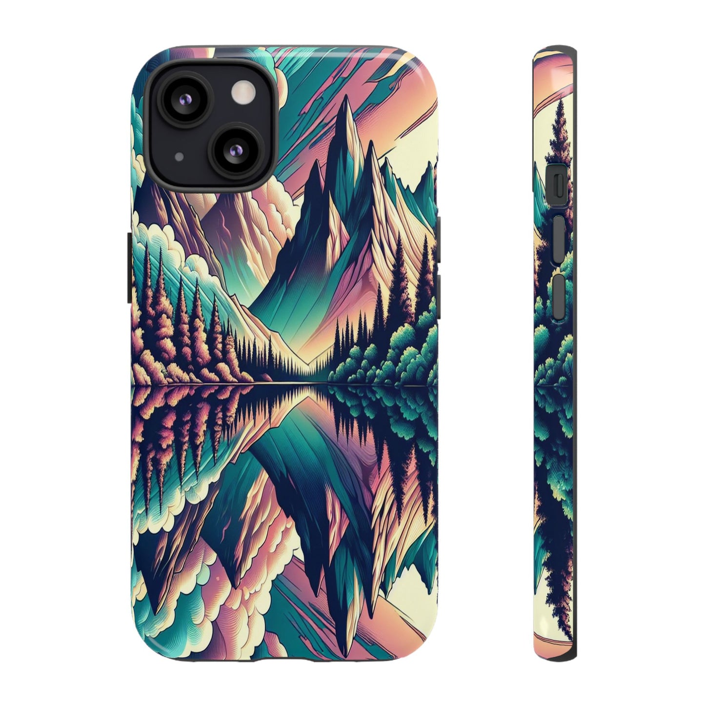 Tranquil Peaks and Reflected Skies - Phone Case