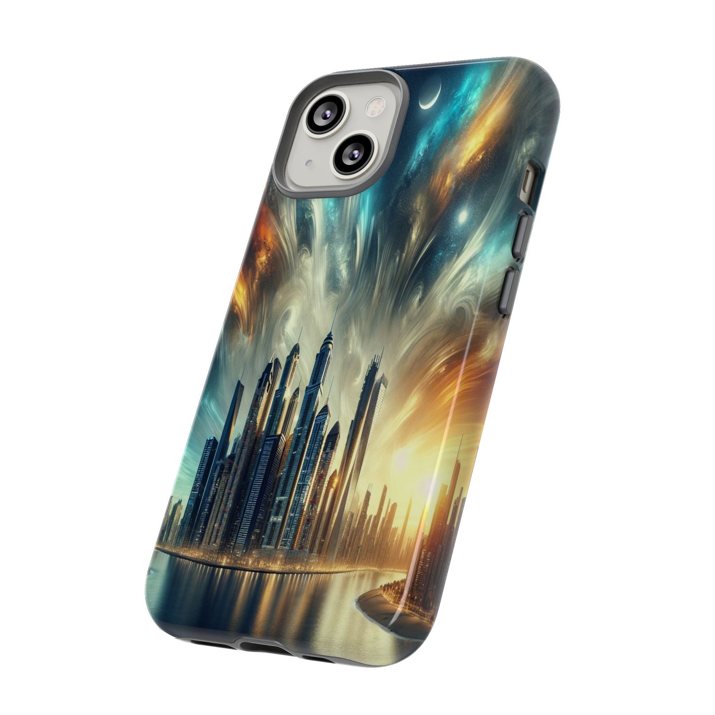 Cityscape under Celestial Tapestry - Phone Case