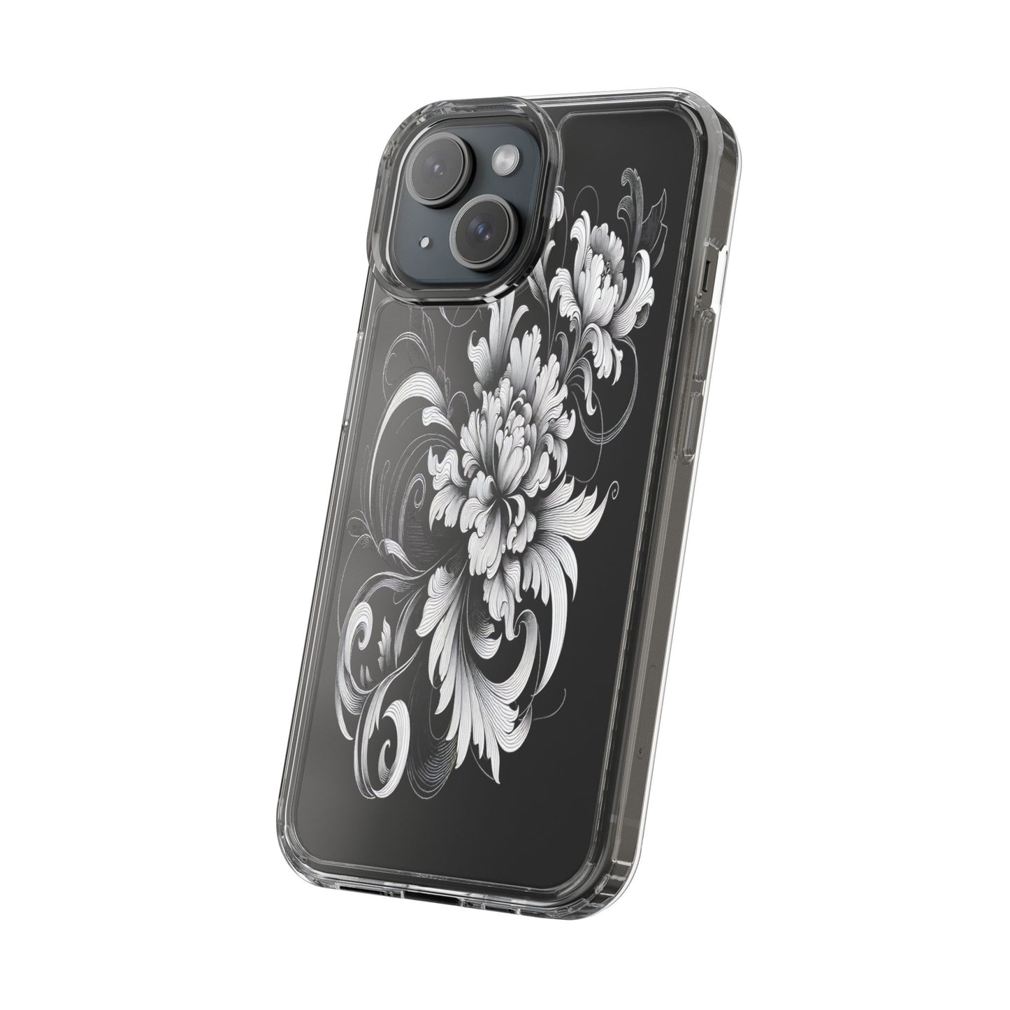 Transparent Intricate Flourish Design Iphone Case Compatible With Iphone 16 15 14 - Clear Phone Cover