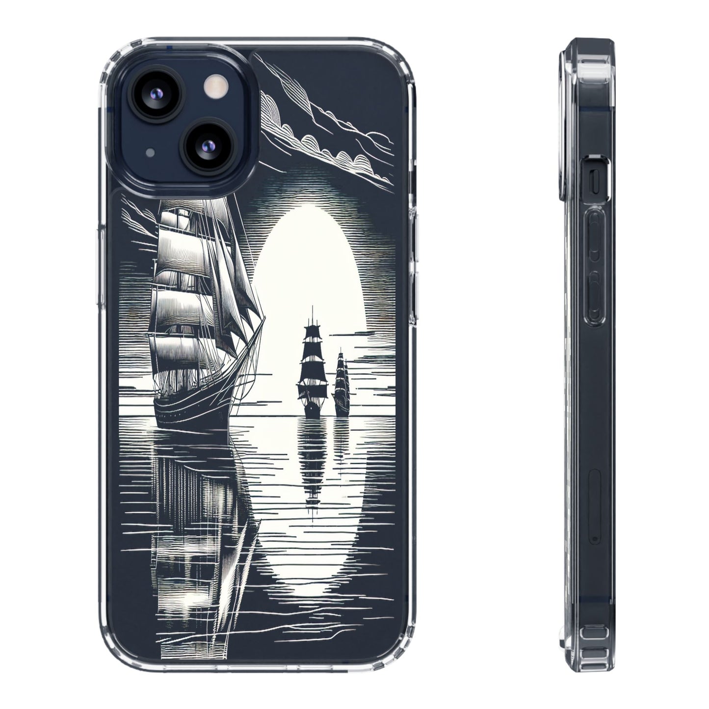 Transparent Sailboats on the Horizon Iphone Case Compatible With Iphone 16 15 14 - Clear Phone Cover