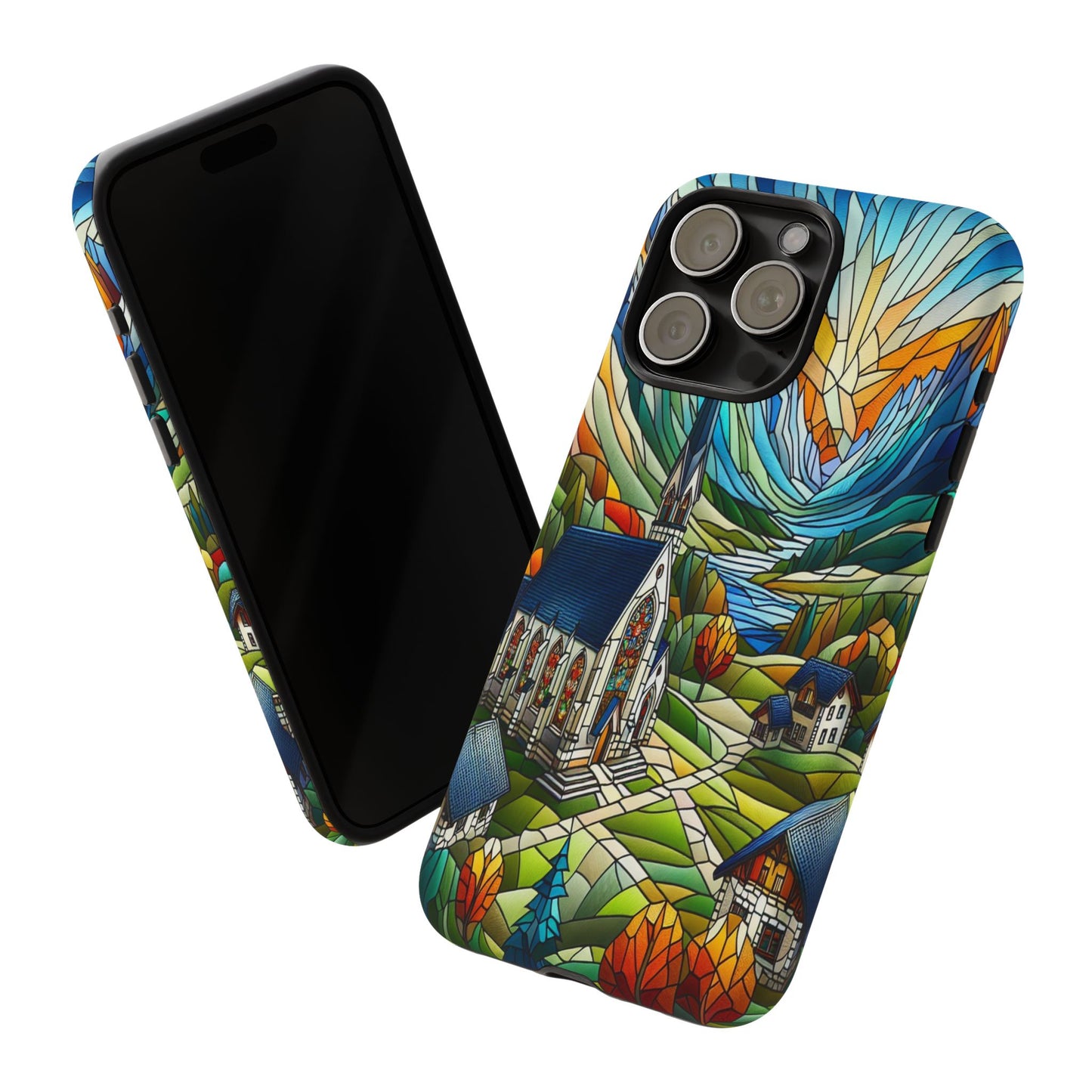 Stained Glass Countryside Scene - Phone Case