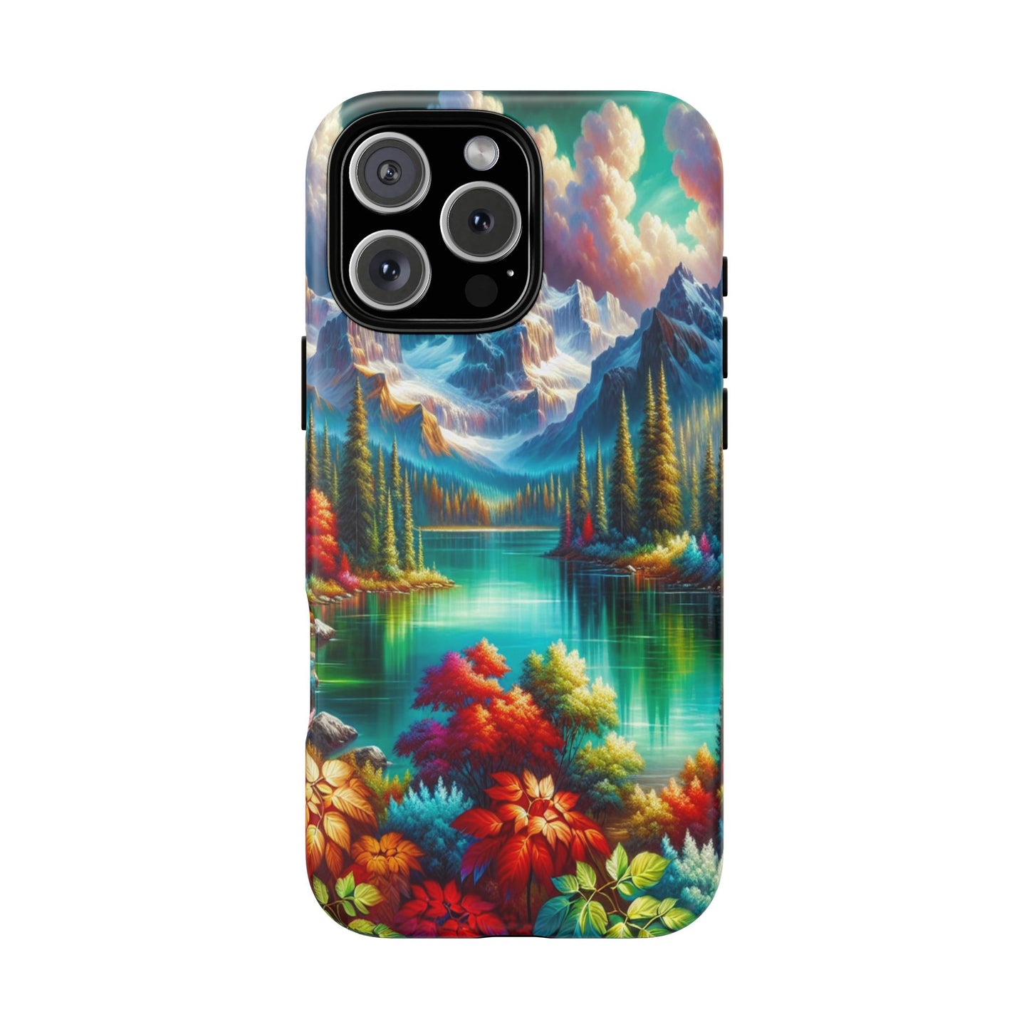 Colorful Mountain Lake Scene - Phone Case