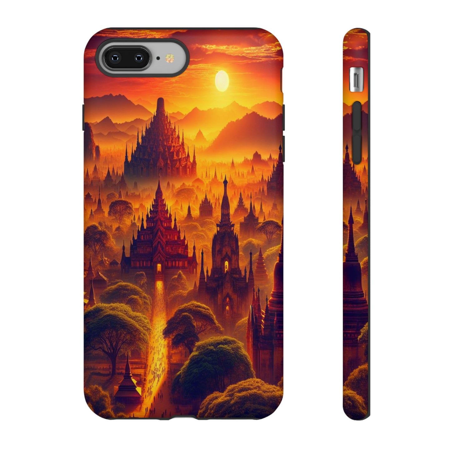 Golden Horizon of Mystical Pagodas - Phone Case