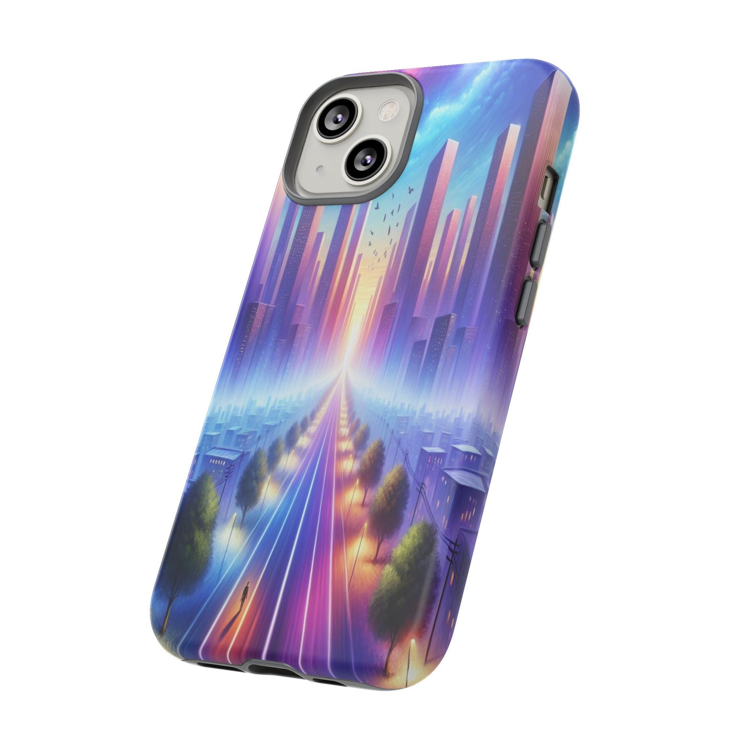 Journey into the Luminous Cityscape - Phone Case
