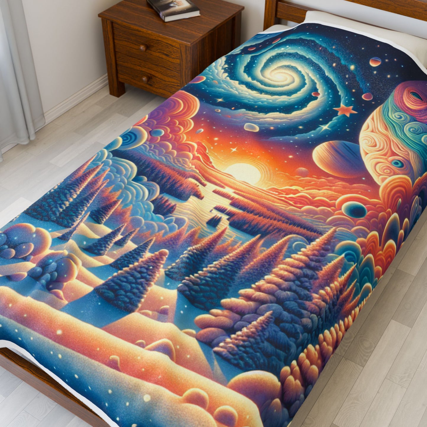 Cosmic Winter's Embrace - Plush Blanket