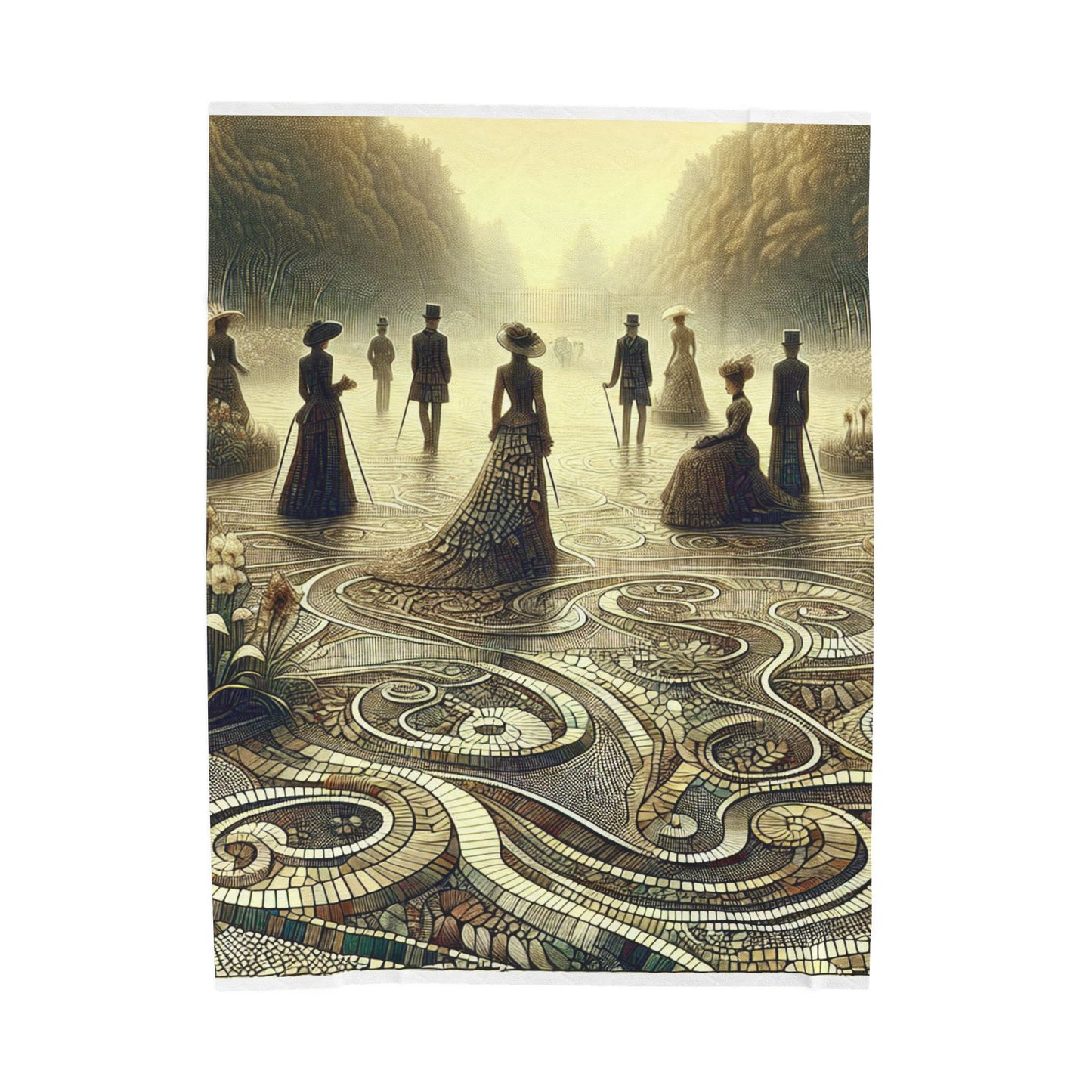 Garden Promenade Mosaic Morning- Plush Blanket