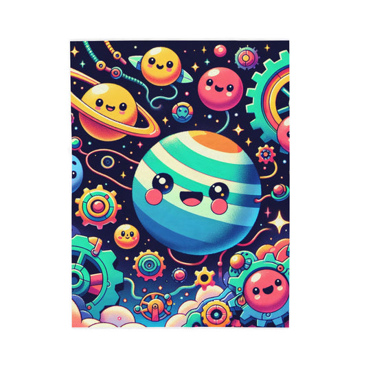 Playful Celestial Adventure - Plush Blanket