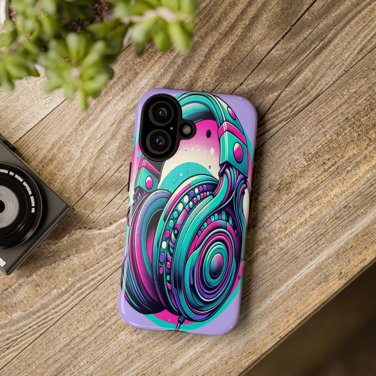 Custom ProtectiveHeadphone Vibes in Electric ColorsIphone Case Compatible With Iphone 16 15 14 - Phone Cover