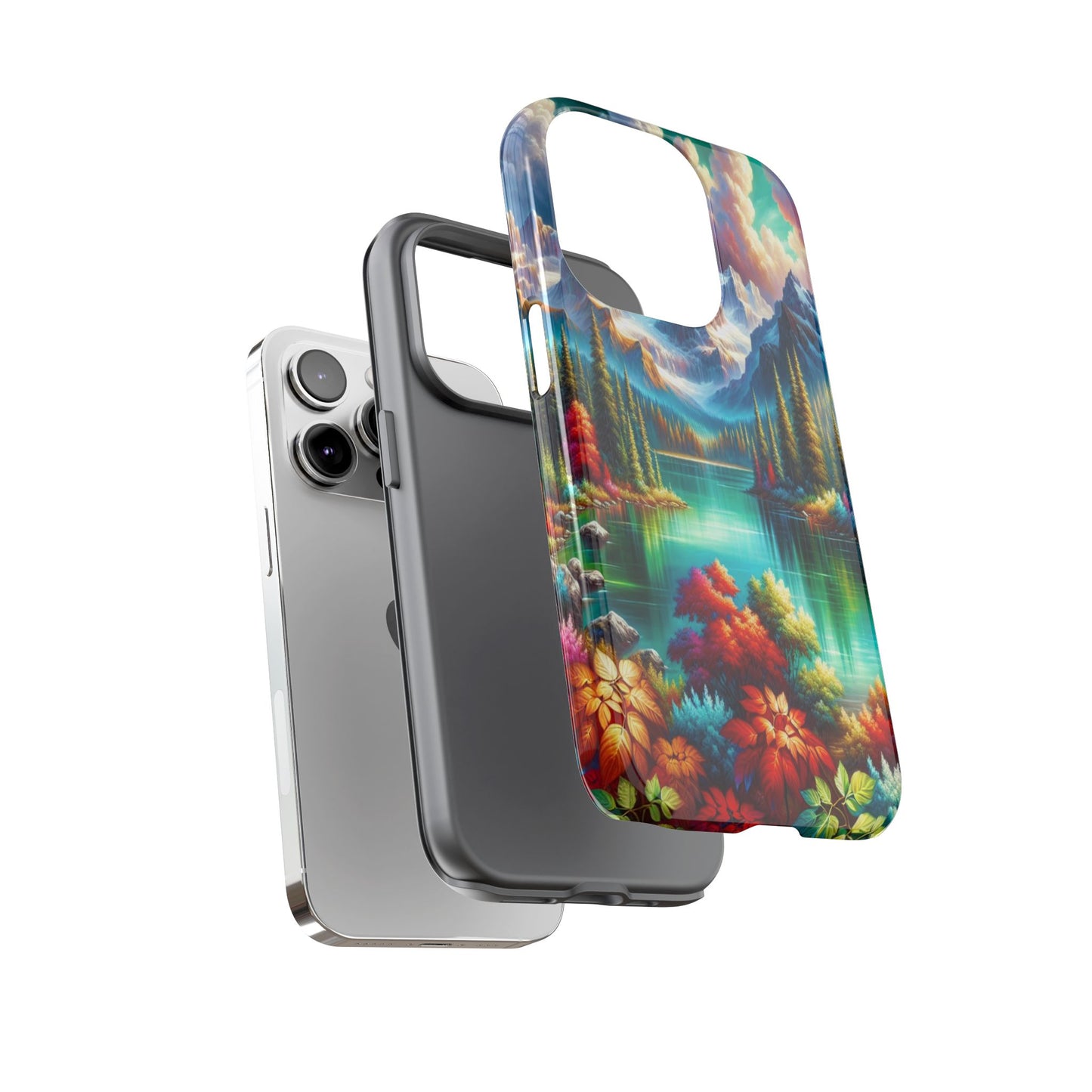Colorful Mountain Lake Scene - Phone Case