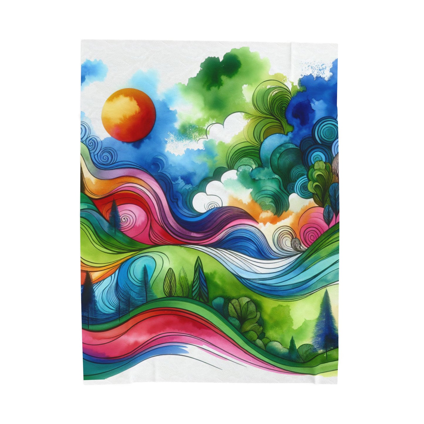 Flowing Hills and Vibrations - Plush Blanket