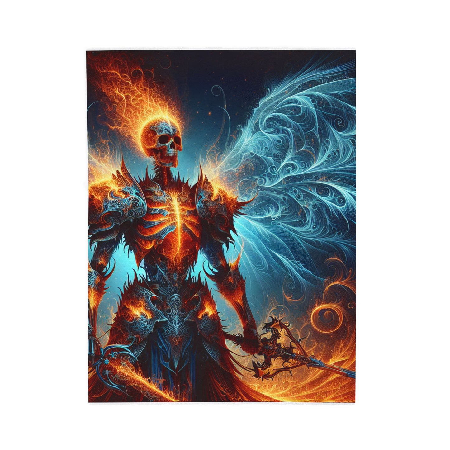 Fiery Spirit of the Celestial Warrior - Plush Blanket