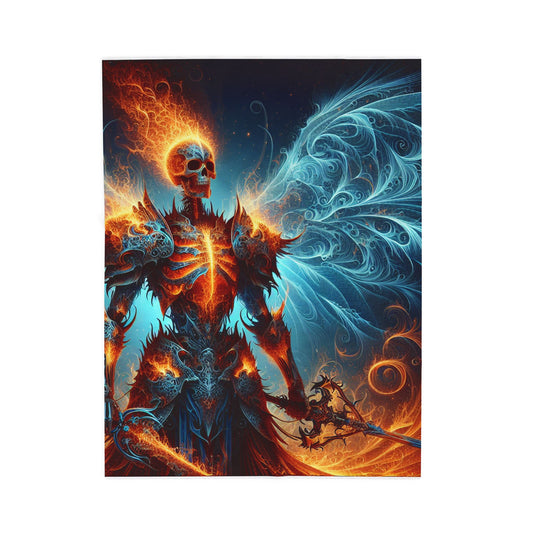 Fiery Spirit of the Celestial Warrior - Plush Blanket