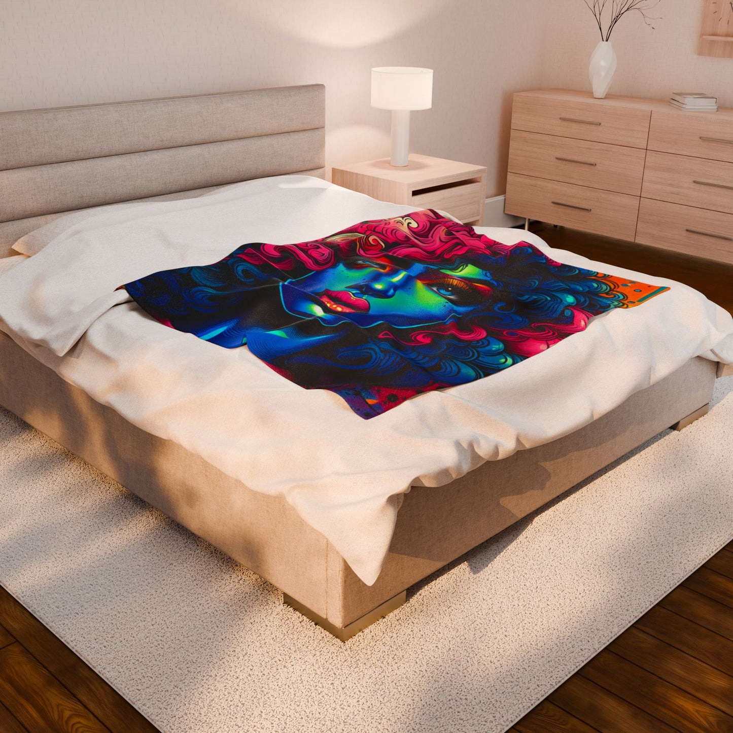Neon Portraiture Fusion- Plush Blanket