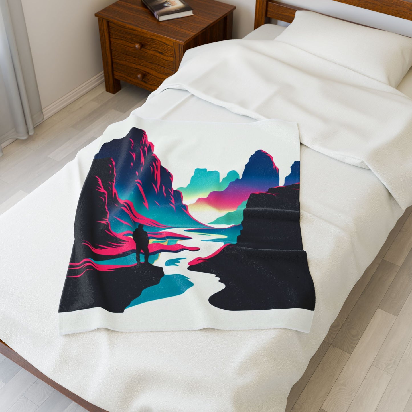 Silent Wanderer Among Peaks - Plush Blanket